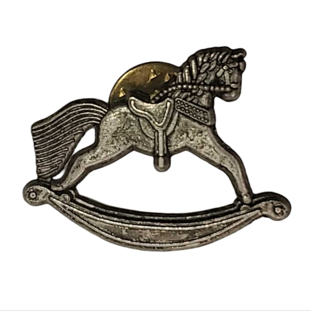 Vintage Rocking Carousel Horse PinBack Brooch Antique Silver Halmark 1998